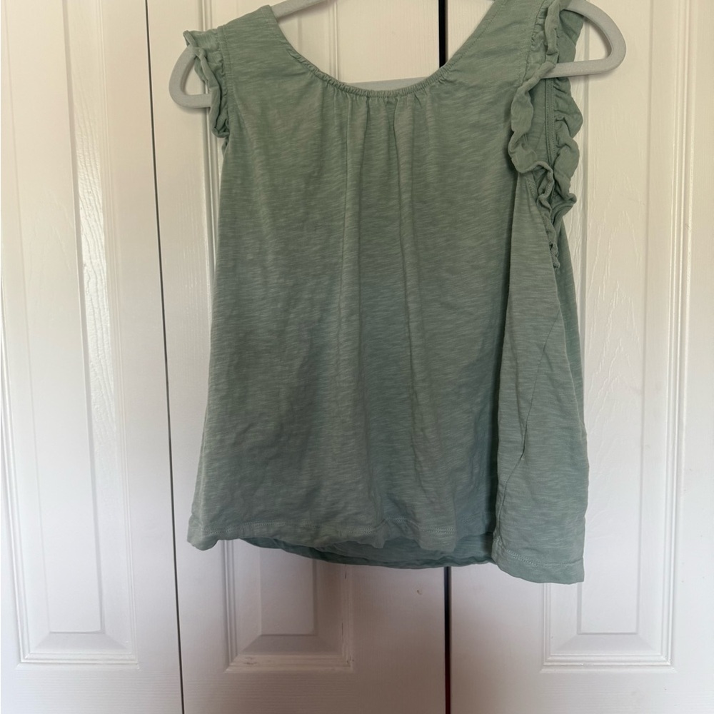 Nicole Miller Green Ruffled Tank Top
